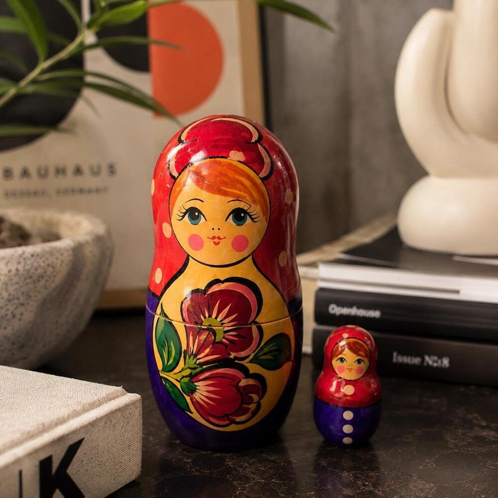 Hand Painted Matryoshka Nesting Dolls Set of 2 Wooden Russian
